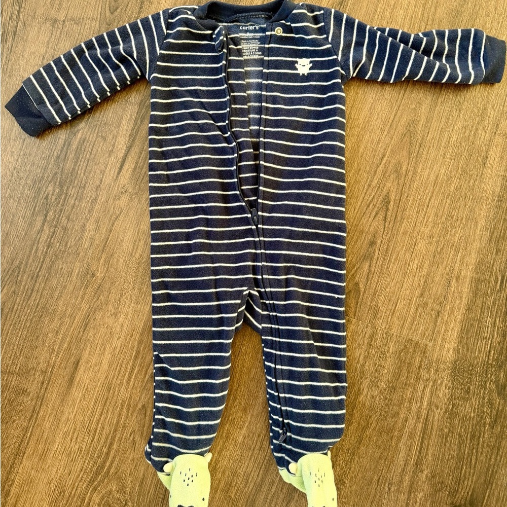 Carter's Navy and White Striped Footie